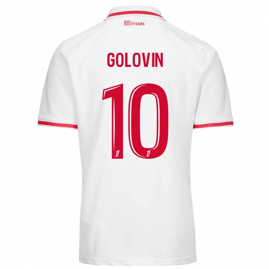 Kids Football Aleksandr Golovin #10 White Red Home Jersey 2024/25 T-Shirt Canada