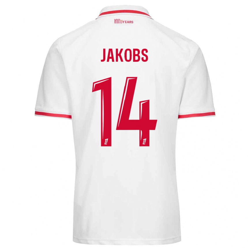 Kids Football Ismail Jakobs #14 White Red Home Jersey 2024/25 T-Shirt Canada