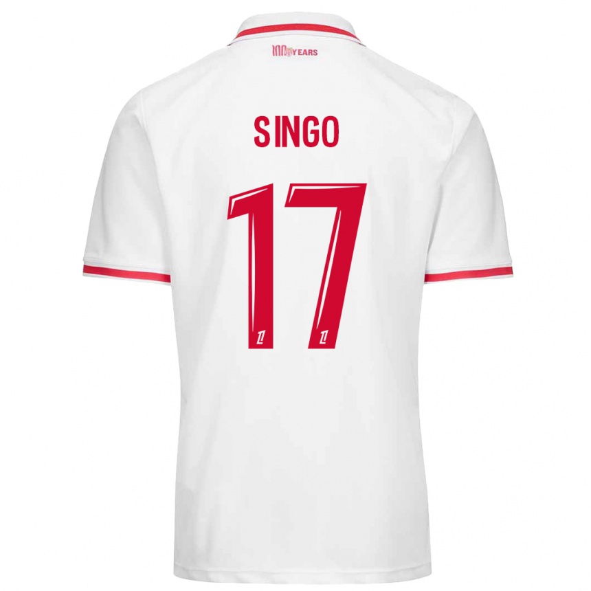 Kids Football Wilfried Singo #17 White Red Home Jersey 2024/25 T-Shirt Canada