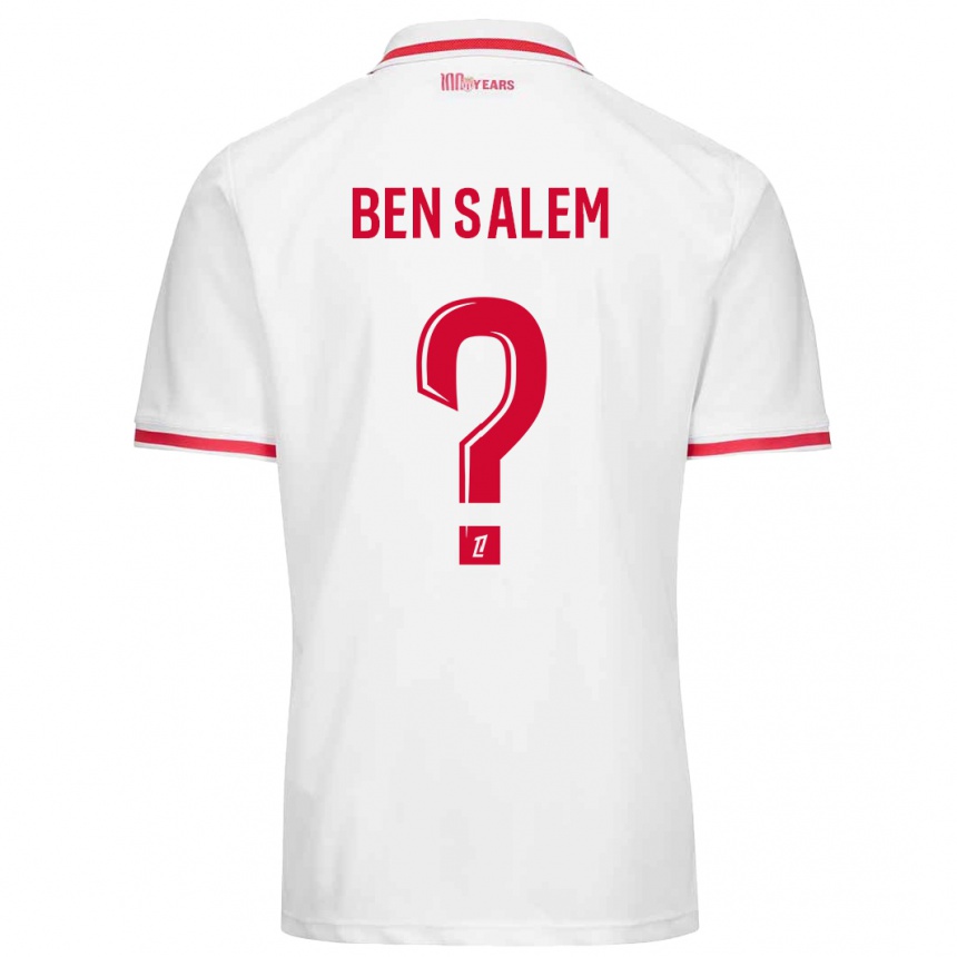 Kids Football Oualid Ben Salem #0 White Red Home Jersey 2024/25 T-Shirt Canada