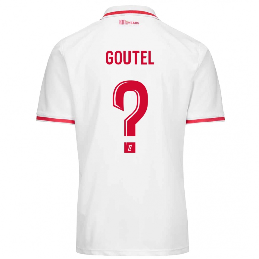 Kids Football Farid Goutel #0 White Red Home Jersey 2024/25 T-Shirt Canada