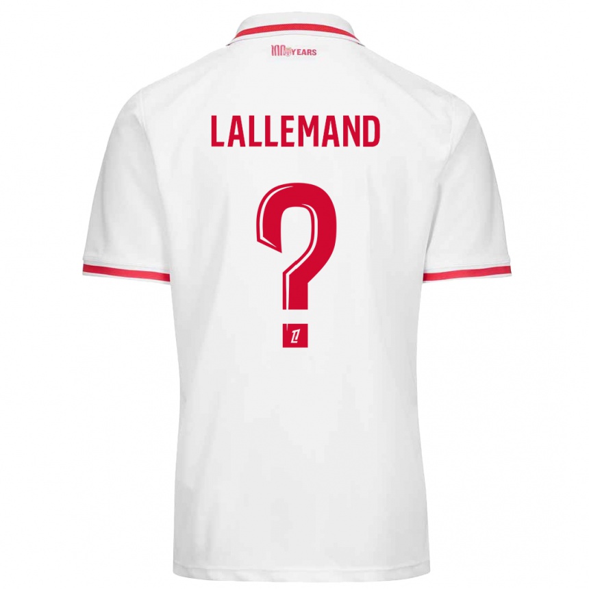 Kids Football Nassim Lallemand #0 White Red Home Jersey 2024/25 T-Shirt Canada