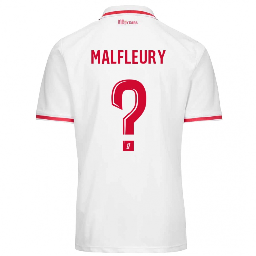 Kids Football Geoffrey Malfleury #0 White Red Home Jersey 2024/25 T-Shirt Canada