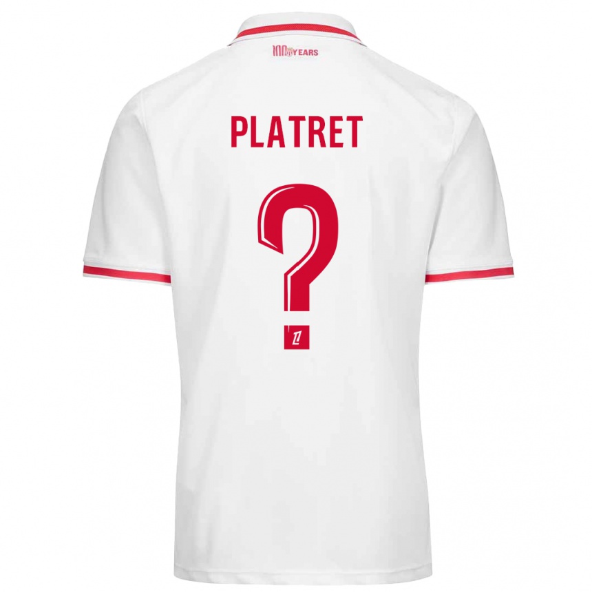 Kids Football Aurélien Platret #0 White Red Home Jersey 2024/25 T-Shirt Canada