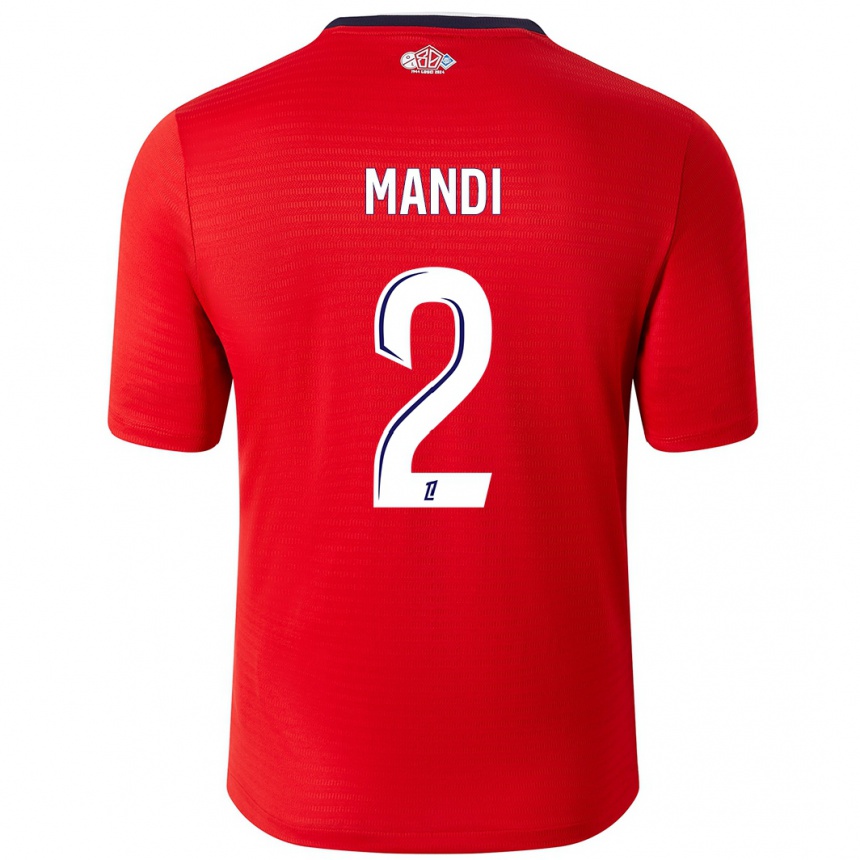 Kids Football Aïssa Mandi #2 Red White Home Jersey 2024/25 T-Shirt Canada