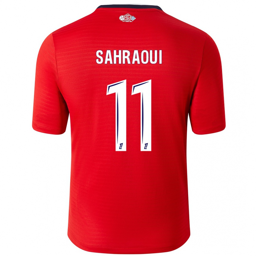 Kids Football Osame Sahraoui #11 Red White Home Jersey 2024/25 T-Shirt Canada