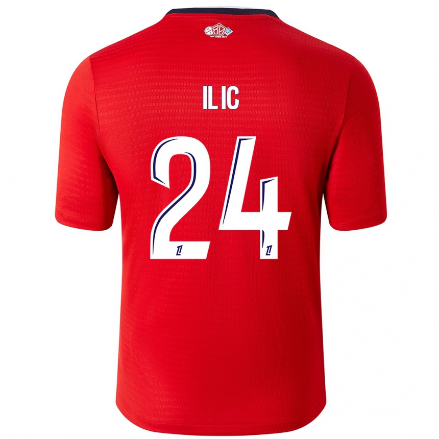 Kids Football Andrej Ilic #24 Red White Home Jersey 2024/25 T-Shirt Canada