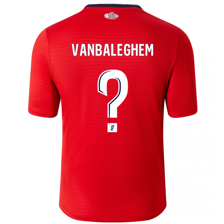 Kids Football Valentin Vanbaleghem #0 Red White Home Jersey 2024/25 T-Shirt Canada