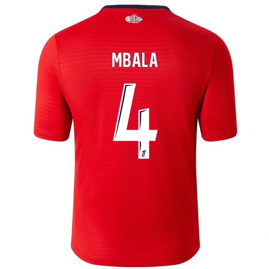 Kids Football Olivia Mbala #4 Red White Home Jersey 2024/25 T-Shirt Canada