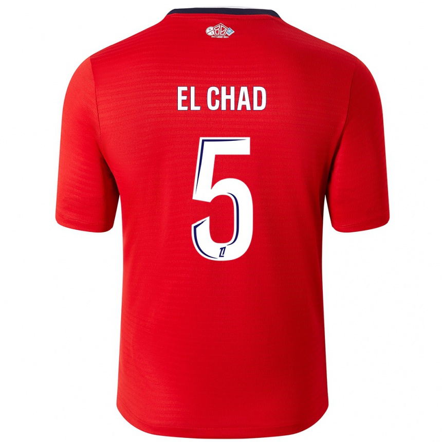 Kids Football Nesryne El Chad #5 Red White Home Jersey 2024/25 T-Shirt Canada