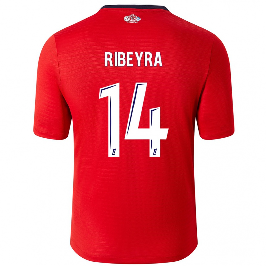 Kids Football Anaïs Ribeyra #14 Red White Home Jersey 2024/25 T-Shirt Canada