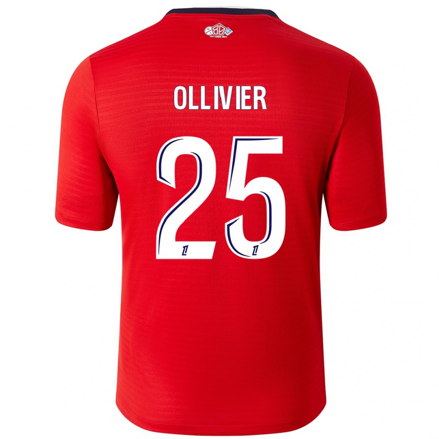 Kids Football Agathe Ollivier #25 Red White Home Jersey 2024/25 T-Shirt Canada