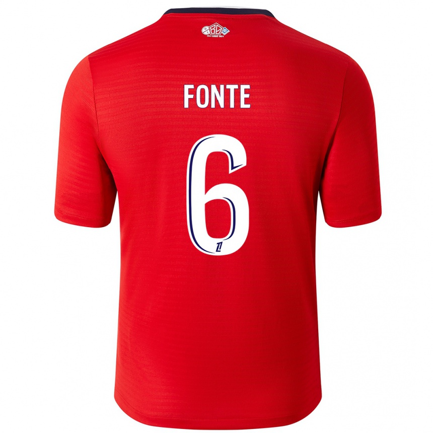 Kids Football Jose Fonte #6 Red White Home Jersey 2024/25 T-Shirt Canada