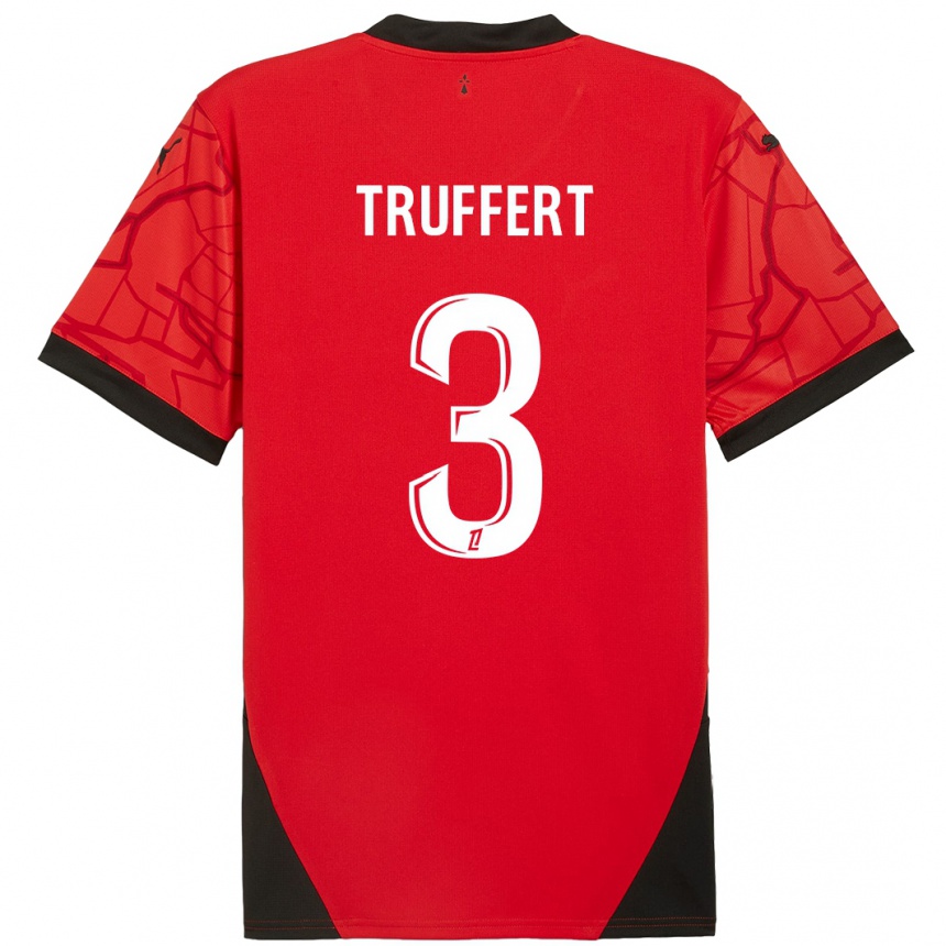 Enfant Football Maillot Adrien Truffert #3 Rouge Noir Tenues Domicile 2024/25 Canada