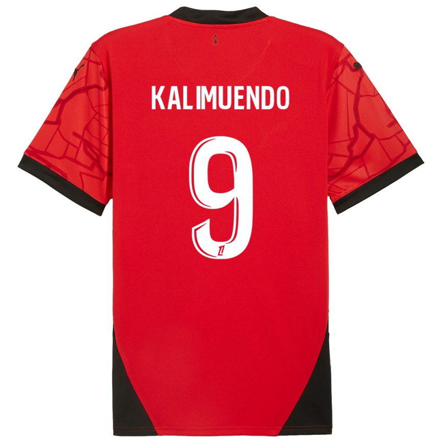 Enfant Football Maillot Arnaud Kalimuendo #9 Rouge Noir Tenues Domicile 2024/25 Canada