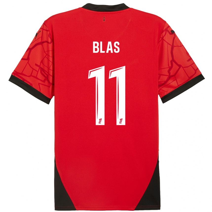 Enfant Football Maillot Ludovic Blas #11 Rouge Noir Tenues Domicile 2024/25 Canada