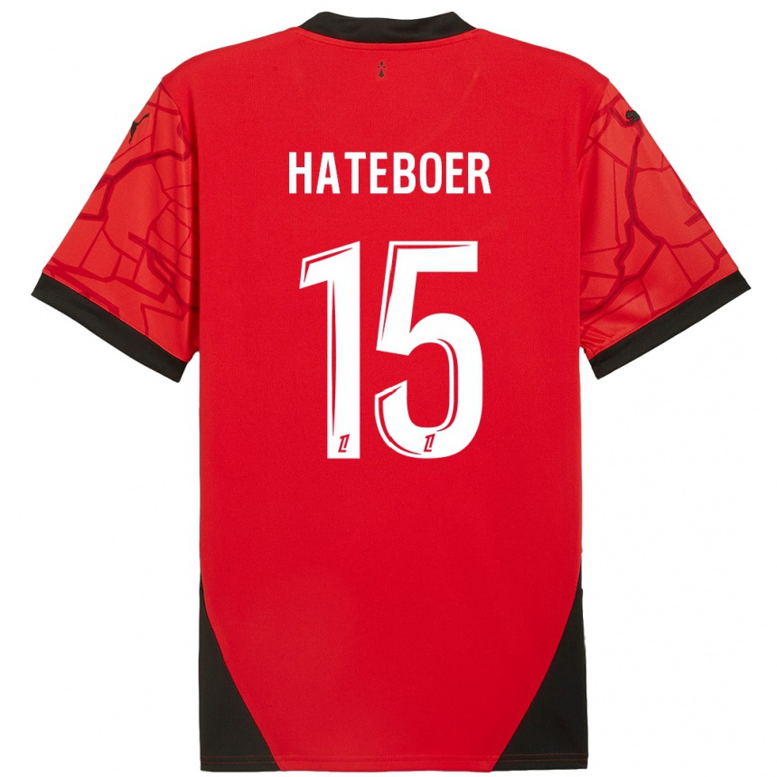 Kids Football Hans Hateboer #15 Red Black Home Jersey 2024/25 T-Shirt Canada