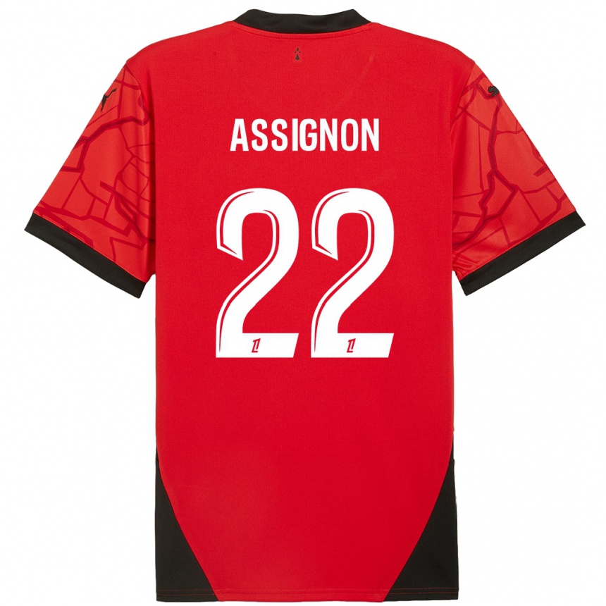 Enfant Football Maillot Lorenz Assignon #22 Rouge Noir Tenues Domicile 2024/25 Canada