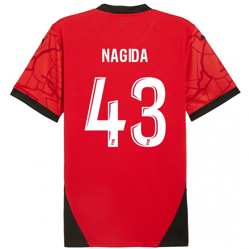 Kids Football Mahamadou Nagida #43 Red Black Home Jersey 2024/25 T-Shirt Canada