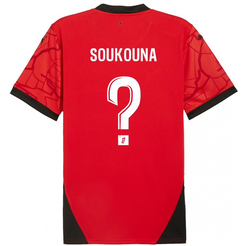 Enfant Football Maillot Isiaka Soukouna #0 Rouge Noir Tenues Domicile 2024/25 Canada