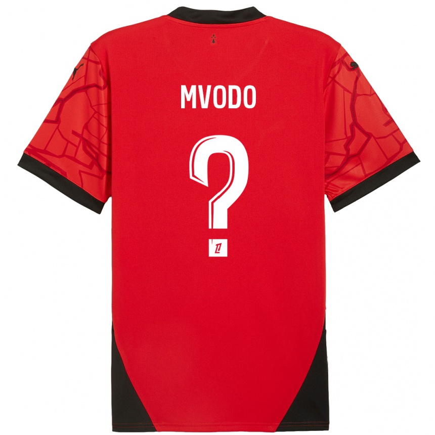 Kids Football Steeve Mvodo Mvodo #0 Red Black Home Jersey 2024/25 T-Shirt Canada