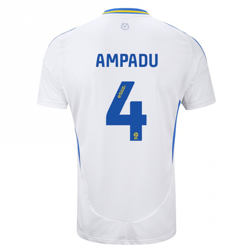 Enfant Football Maillot Ethan Ampadu #4 Blanc Bleu Tenues Domicile 2024/25 Canada