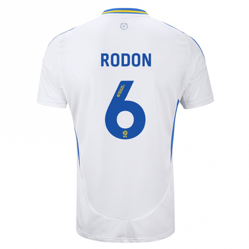 Kids Football Joe Rodon #6 White Blue Home Jersey 2024/25 T-Shirt Canada