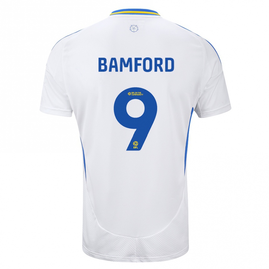 Kids Football Patrick Bamford #9 White Blue Home Jersey 2024/25 T-Shirt Canada