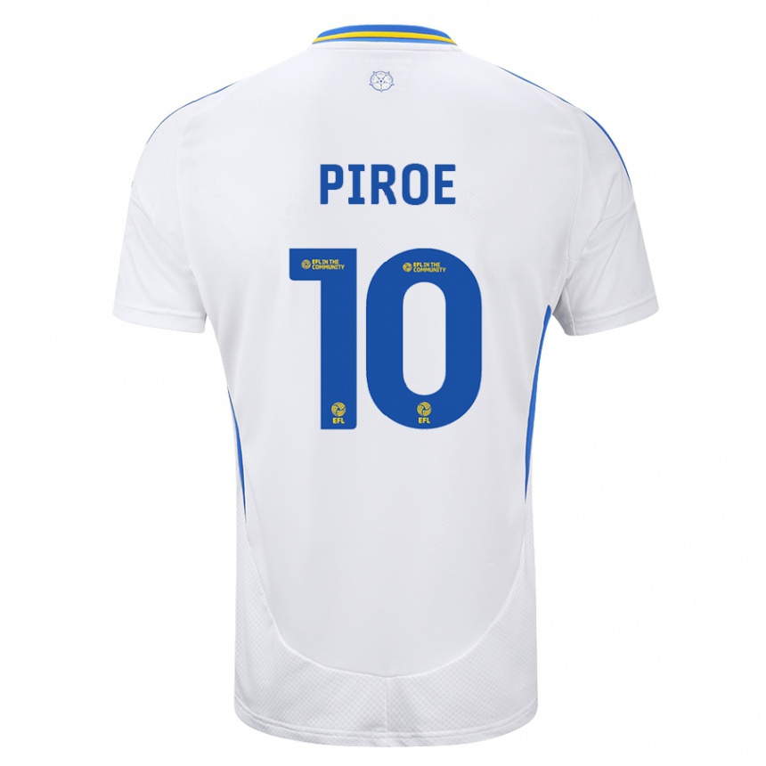 Kids Football Joël Piroe #10 White Blue Home Jersey 2024/25 T-Shirt Canada