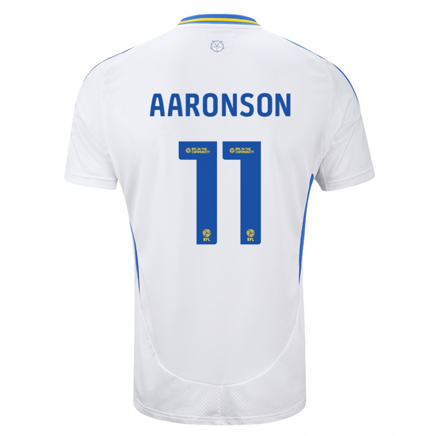 Kids Football Brenden Aaronson #11 White Blue Home Jersey 2024/25 T-Shirt Canada