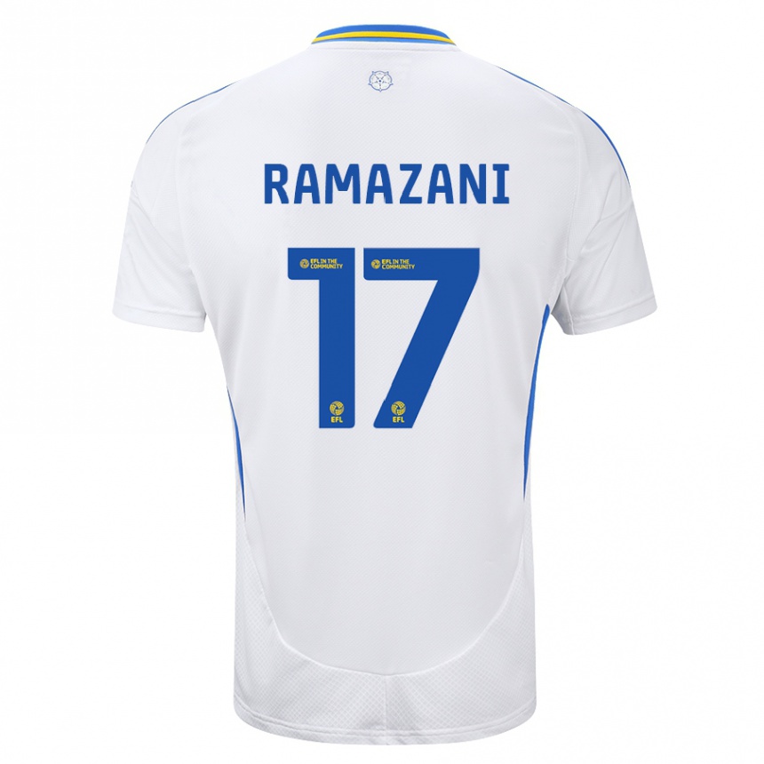 Kids Football Largie Ramazani #17 White Blue Home Jersey 2024/25 T-Shirt Canada