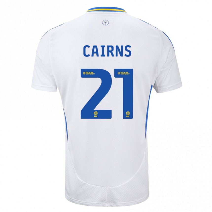 Kids Football Alex Cairns #21 White Blue Home Jersey 2024/25 T-Shirt Canada