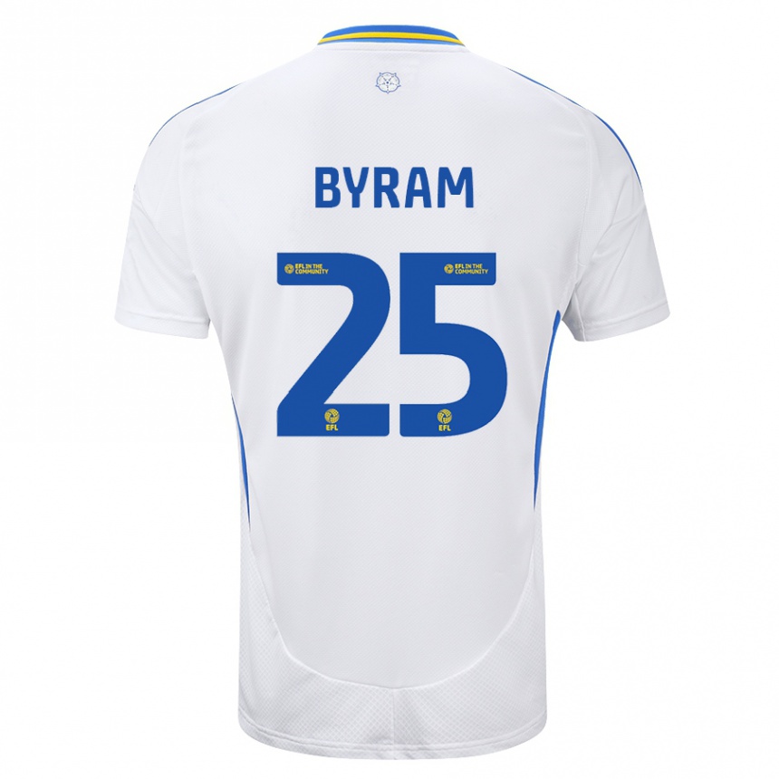 Kids Football Sam Byram #25 White Blue Home Jersey 2024/25 T-Shirt Canada