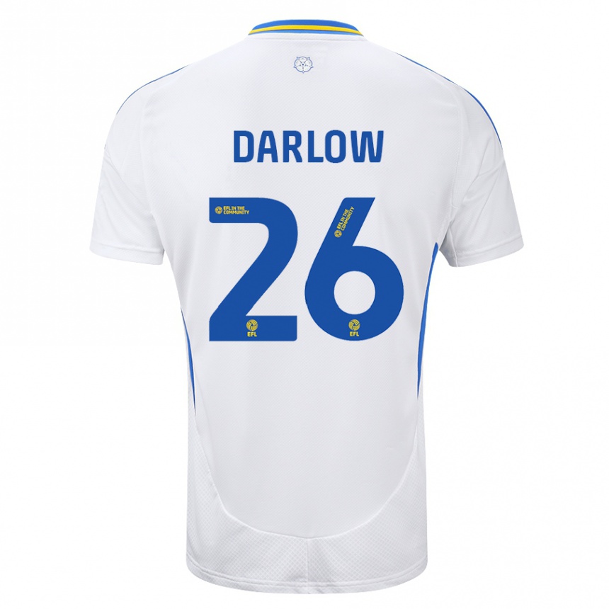 Kids Football Karl Darlow #26 White Blue Home Jersey 2024/25 T-Shirt Canada