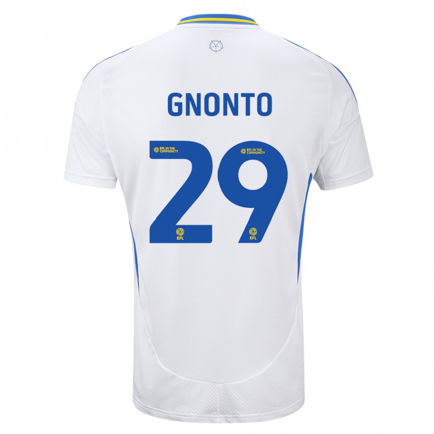 Kids Football Wilfried Gnonto #29 White Blue Home Jersey 2024/25 T-Shirt Canada