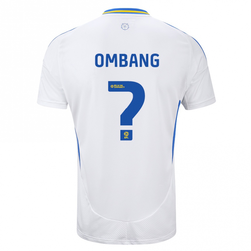 Kids Football Darryl Ombang #0 White Blue Home Jersey 2024/25 T-Shirt Canada