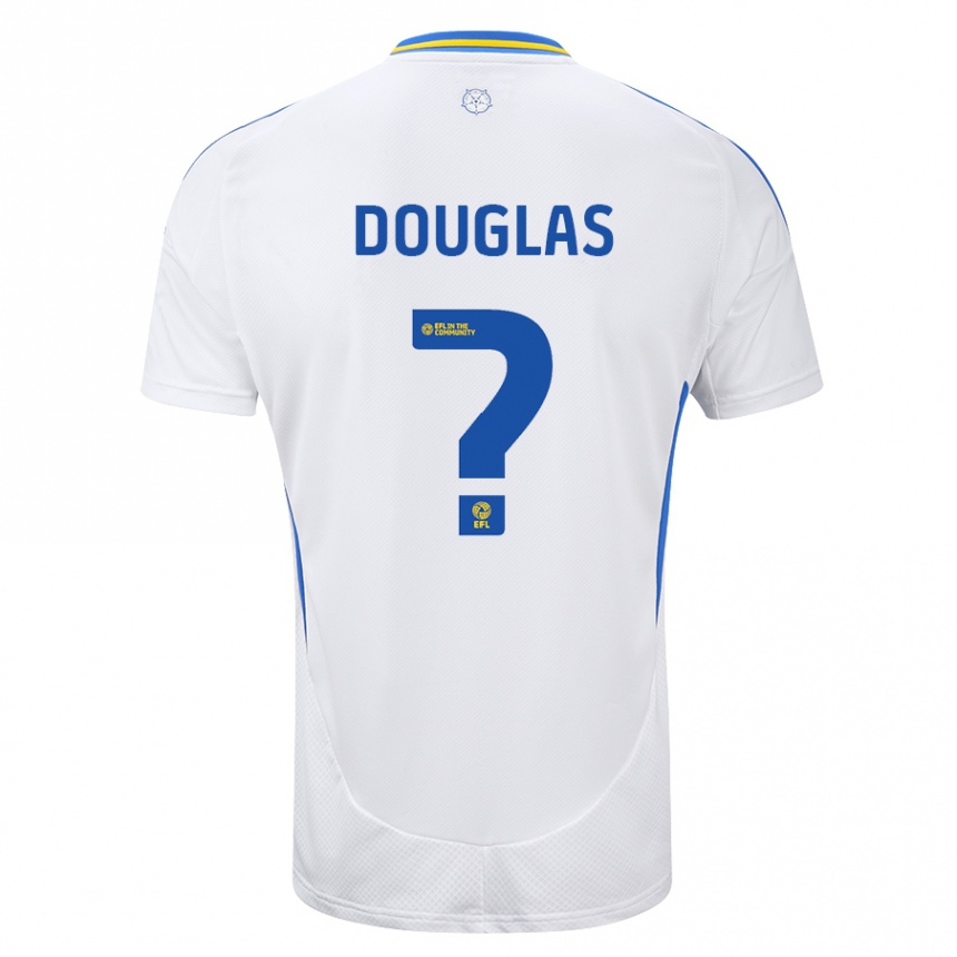 Enfant Football Maillot Connor Douglas #0 Blanc Bleu Tenues Domicile 2024/25 Canada