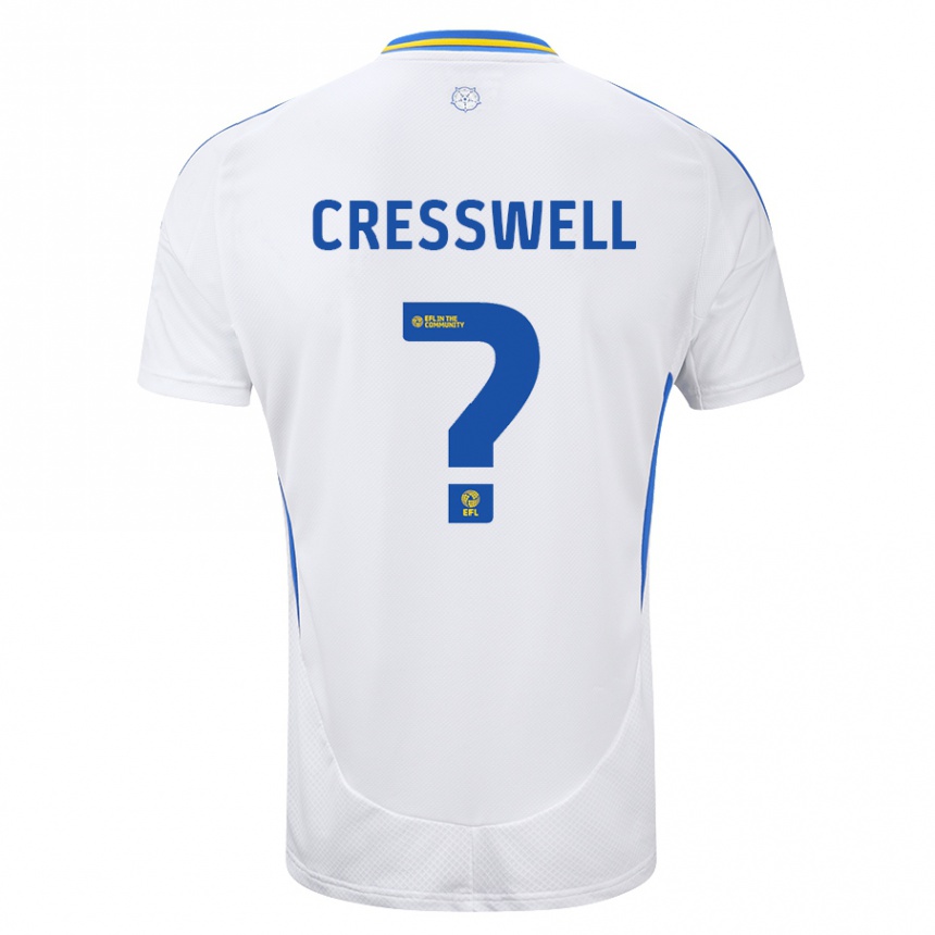 Kids Football Alfie Cresswell #0 White Blue Home Jersey 2024/25 T-Shirt Canada