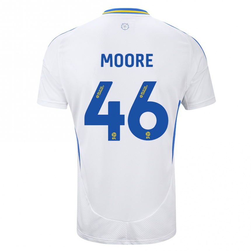 Kids Football Kris Moore #46 White Blue Home Jersey 2024/25 T-Shirt Canada