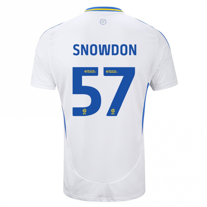 Kids Football Joe Snowdon #57 White Blue Home Jersey 2024/25 T-Shirt Canada