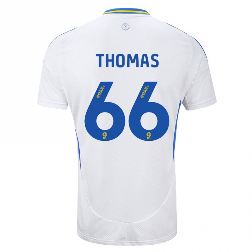 Kids Football Luca Thomas #66 White Blue Home Jersey 2024/25 T-Shirt Canada