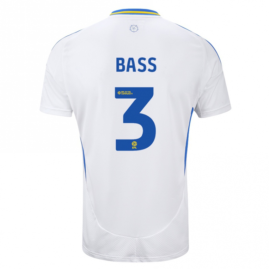 Kids Football Rebekah Bass #3 White Blue Home Jersey 2024/25 T-Shirt Canada