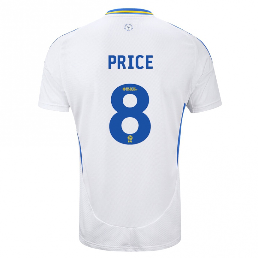 Kids Football Leoni Price #8 White Blue Home Jersey 2024/25 T-Shirt Canada