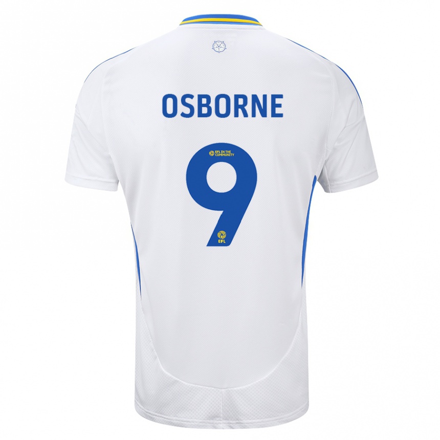 Kids Football Jemimah Osborne #9 White Blue Home Jersey 2024/25 T-Shirt Canada