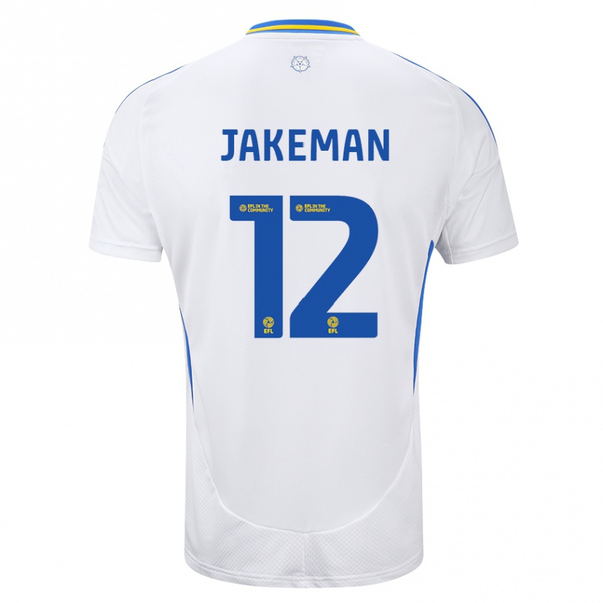 Kids Football Harriet Jakeman #12 White Blue Home Jersey 2024/25 T-Shirt Canada