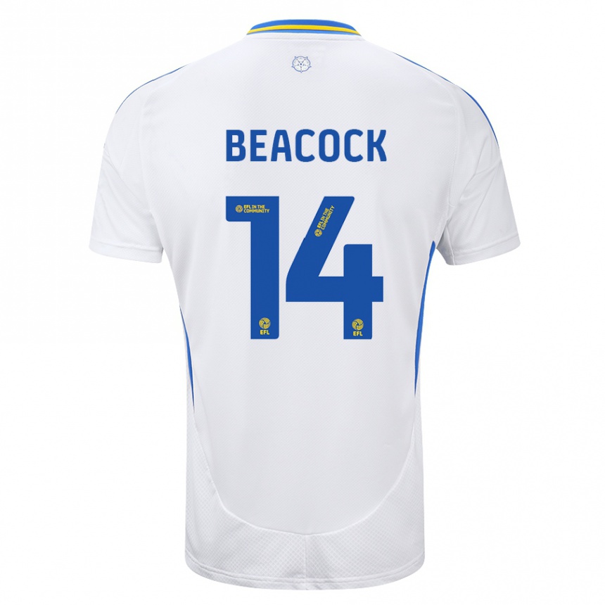 Kids Football Molly Beacock #14 White Blue Home Jersey 2024/25 T-Shirt Canada