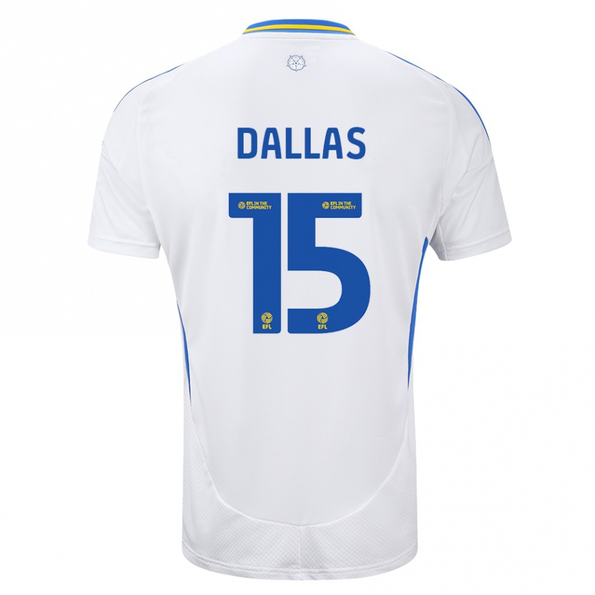 Kids Football Stuart Dallas #15 White Blue Home Jersey 2024/25 T-Shirt Canada