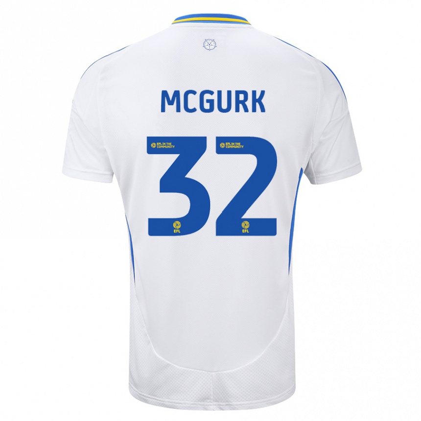 Kids Football Sean Mcgurk #32 White Blue Home Jersey 2024/25 T-Shirt Canada