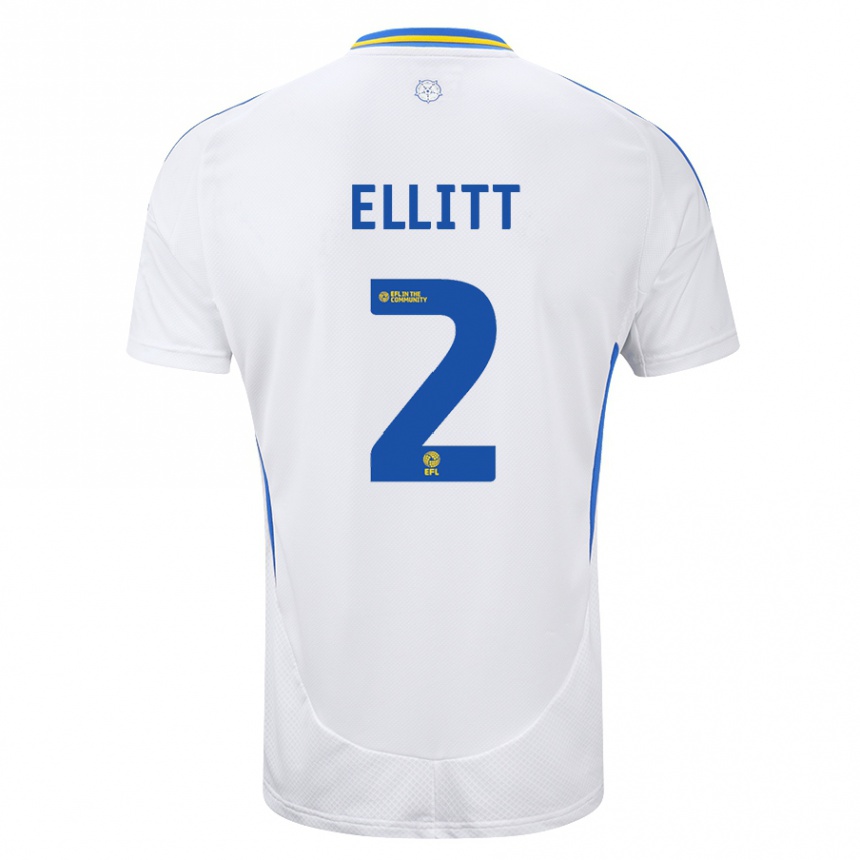 Kids Football Izzy Ellitt #2 White Blue Home Jersey 2024/25 T-Shirt Canada