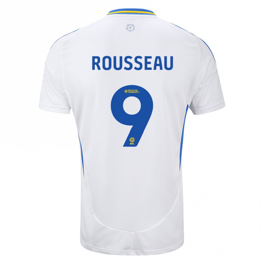 Kids Football Jess Rousseau #9 White Blue Home Jersey 2024/25 T-Shirt Canada